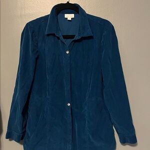 J Jill Teal Blue Button-Up cuorduory Shirt
